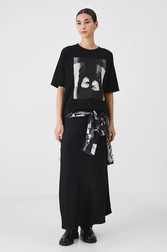 T-shirt bawełniany damski z kolekcji Zdzisław Beksiński x Medicine kolor czarny RW24-TSD852 czarny