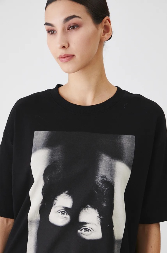 T-shirt bawełniany damski z kolekcji Zdzisław Beksiński x Medicine kolor czarny czarny RW24-TSD852