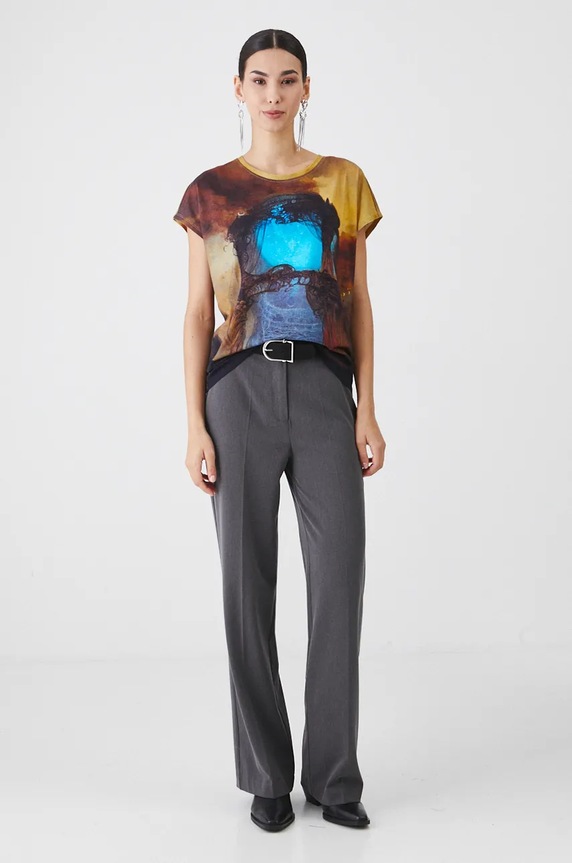 T-shirt bawełniany damski z kolekcji Zdzisław Beksiński x Medicine kolor czarny RW24-TSD855 czarny