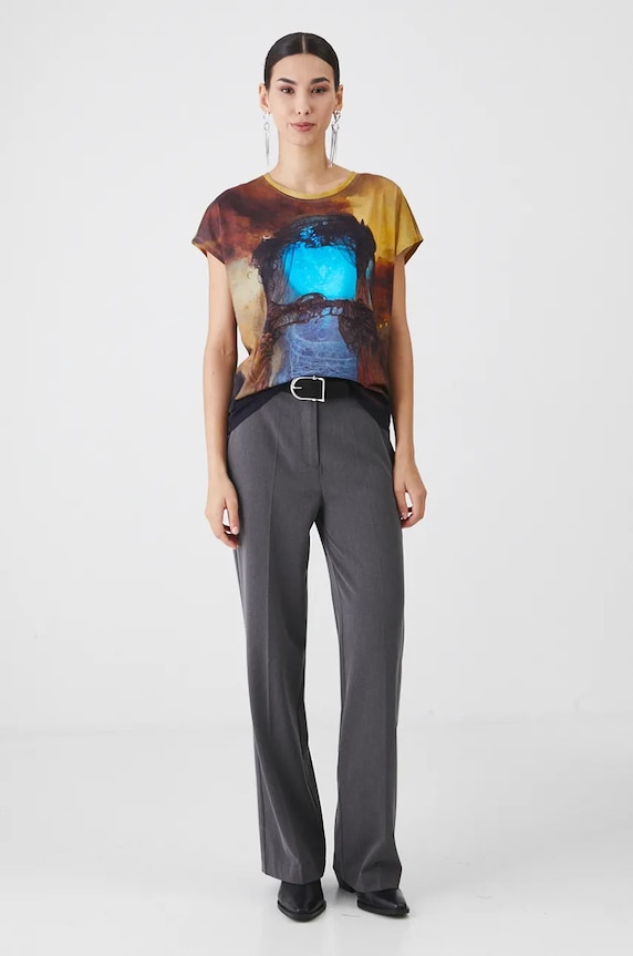 T-shirt bawełniany damski z kolekcji Zdzisław Beksiński x Medicine kolor czarny RW24-TSD855 czarny