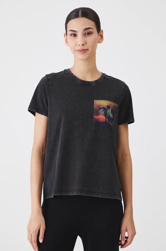 T-shirt bawełniany damski z kolekcji Zdzisław Beksiński x Medicine kolor czarny okrągły czarny RW24-TSD856