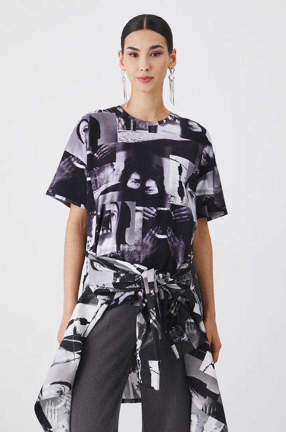 T-shirt damski z kolekcji Zdzisław Beksiński x Medicine kolor czarny wzorzyste czarny RW24-TSD859