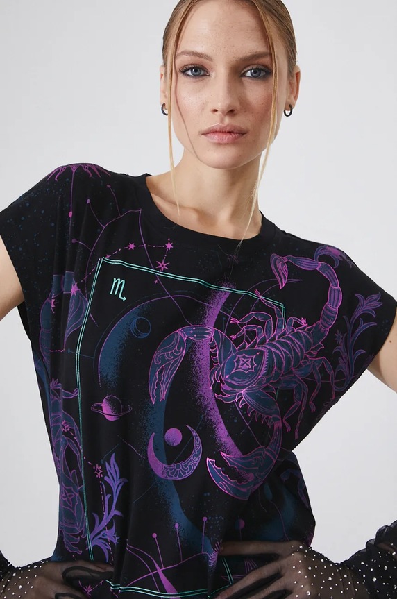 T-shirt damski z kolekcji Zodiak - Skorpion kolor czarny RW24-TSD957 czarny RW24