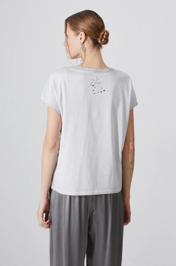 T-shirt bawełniany damski z kolekcji Zodiak - Strzelec kolor szary szary RW24-TSD958