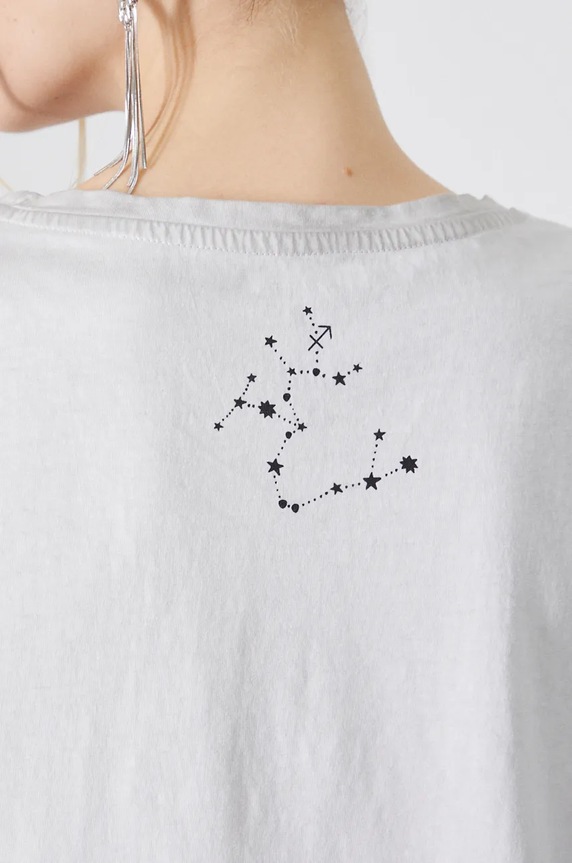 T-shirt bawełniany damski z kolekcji Zodiak - Strzelec kolor szary RW24-TSD958