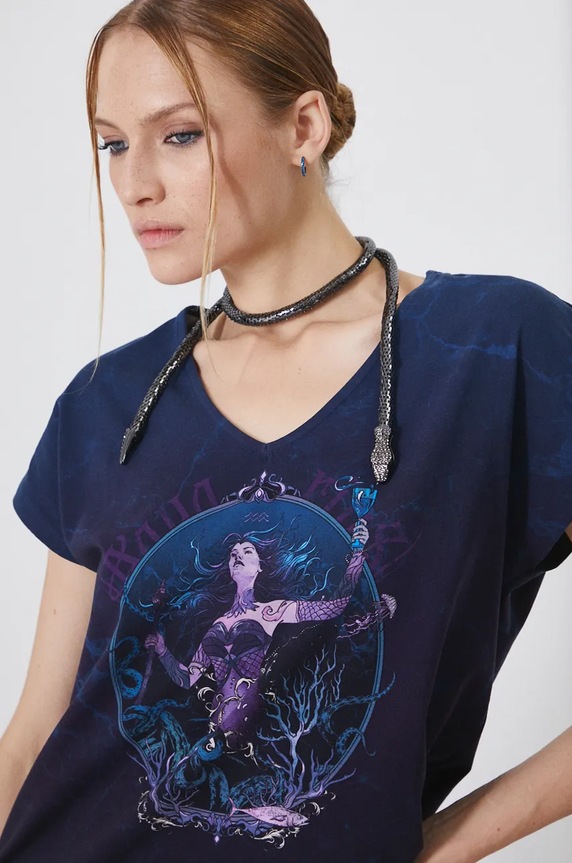 T-shirt damski z kolekcji Zodiak - Wodnik kolor granatowy RW24-TSD960 granatowy RW24