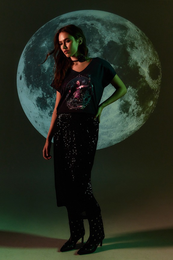 T-shirt damski z kolekcji Zodiak - Wodnik kolor granatowy pozostałe granatowy RW24-TSD960