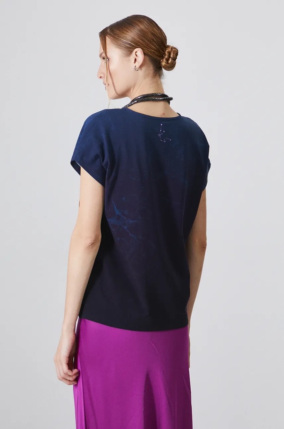T-shirt damski z kolekcji Zodiak - Wodnik kolor granatowy granatowy RW24-TSD960