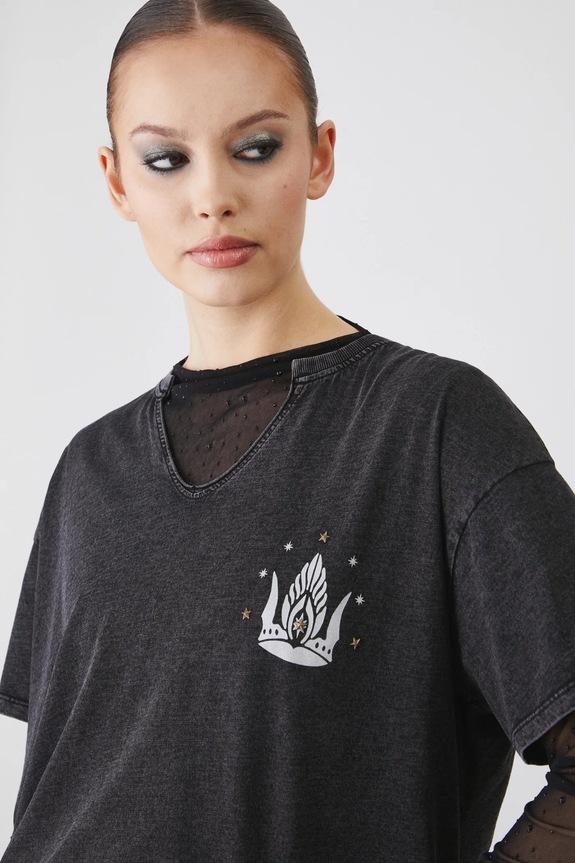 T-shirt bawełniany damski z kolekcji The Lord of the Rings kolor czarny RW24-TSDA85 czarny