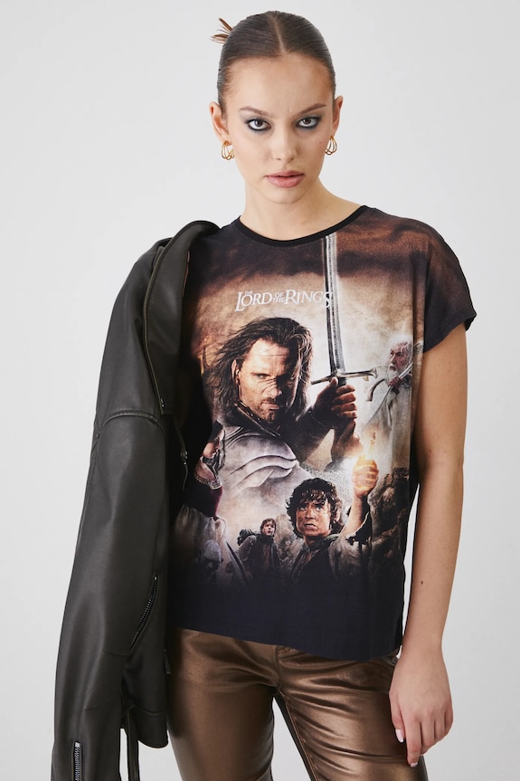 T-shirt bawełniany damski z kolekcji The Lord of the Rings kolor czarny RW24-TSDA88 czarny RW24