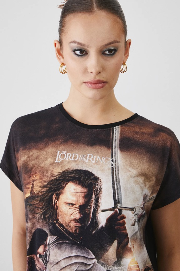 T-shirt bawełniany damski z kolekcji The Lord of the Rings kolor czarny RW24-TSDA88 czarny