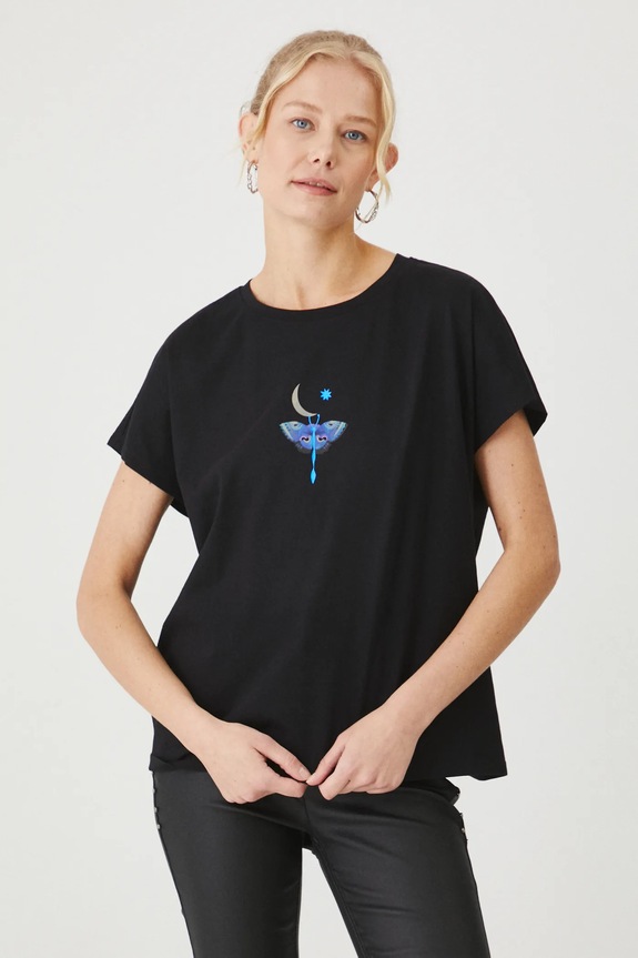 T-shirt bawełniany damski z kolekcji Karolina Matyjaszkowicz x Medicine kolor czarny czarny RW24-TSDB60