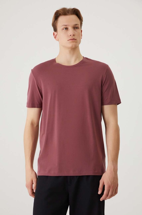 T-shirt bawełniany męski z domieszką elastanu gładki kolor różowy gładkie różowy RW24-TSM020