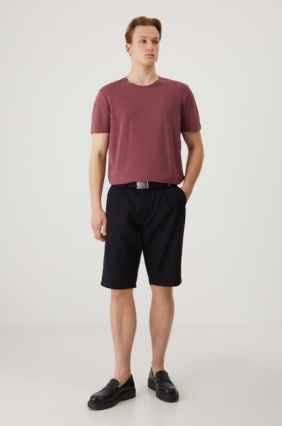 T-shirt bawełniany męski z domieszką elastanu gładki kolor różowy RW24-TSM020 różowy RW24