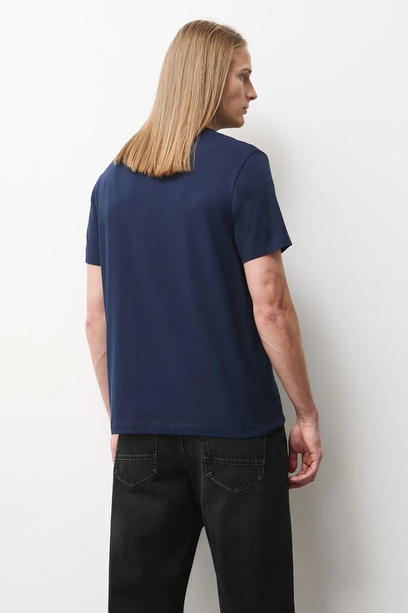 Odzież T-shirt bawełniany męski z domieszką elastanu gładki kolor granatowy RW24-TSM020 granatowy