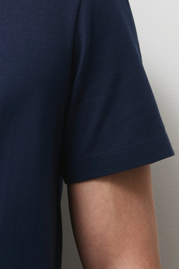 T-shirt bawełniany męski z domieszką elastanu gładki kolor granatowy RW24-TSM020 granatowy