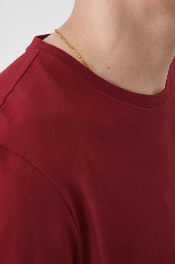 T-shirt bawełniany męski z domieszką elastanu gładki kolor bordowy RW24-TSM020 bordowy