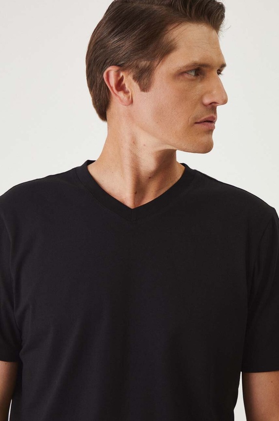 T-shirt bawełniany męski kolor czarny czarny RW24-TSM021