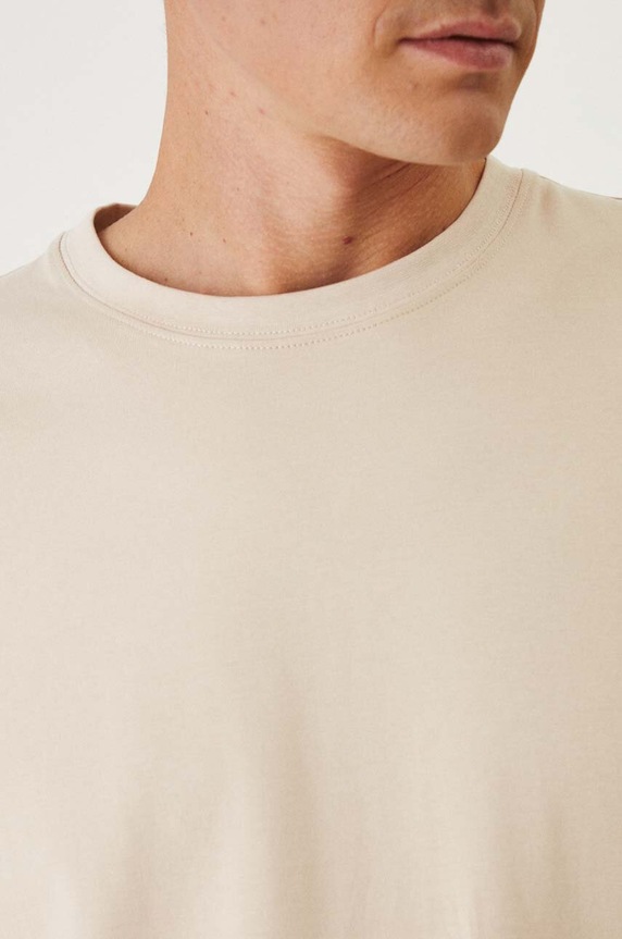Bavlněné tričko pánské s elastanem, bez vzoru béžová barva RW24-TSM026 béžová