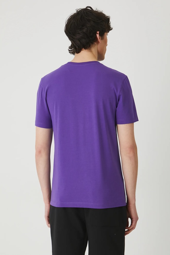 Odzież T-shirt bawełniany męski z elastanem gładki kolor fioletowy RW24-TSM026 fioletowy