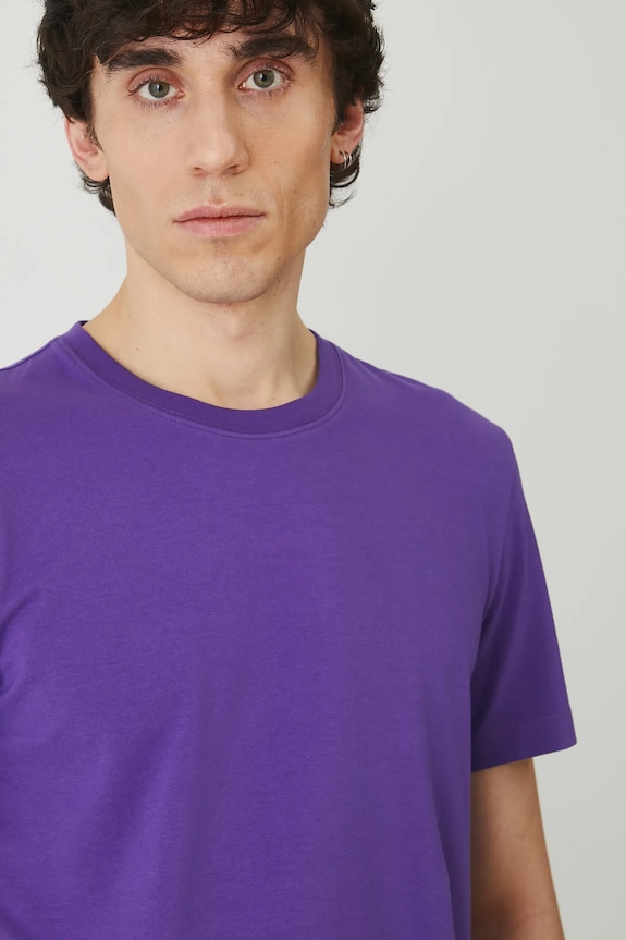 T-shirt bawełniany męski z elastanem gładki kolor fioletowy fioletowy RW24-TSM026