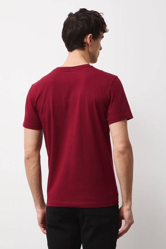 Odzież T-shirt bawełniany męski z elastanem gładki kolor bordowy RW24-TSM026 bordowy