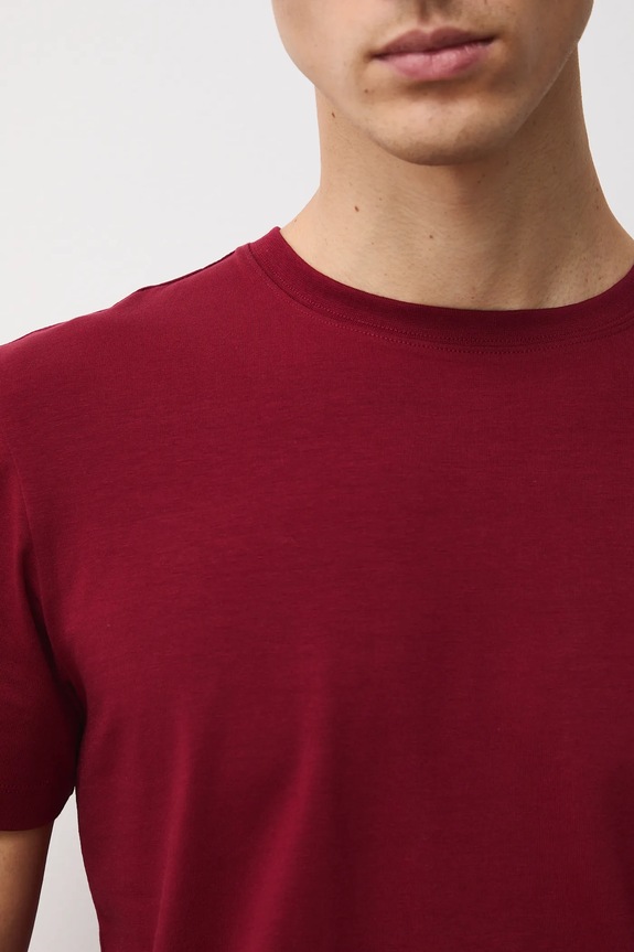 T-shirt bawełniany męski z elastanem gładki kolor bordowy RW24-TSM026 bordowy