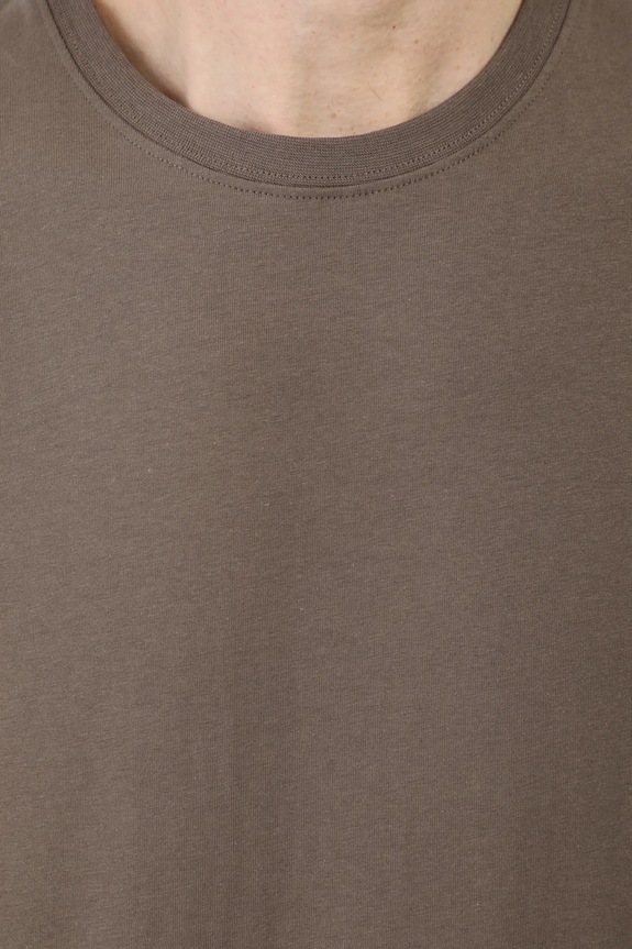T-shirt bawełniany męski z elastanem gładki kolor brązowy RW24-TSM026 brązowy