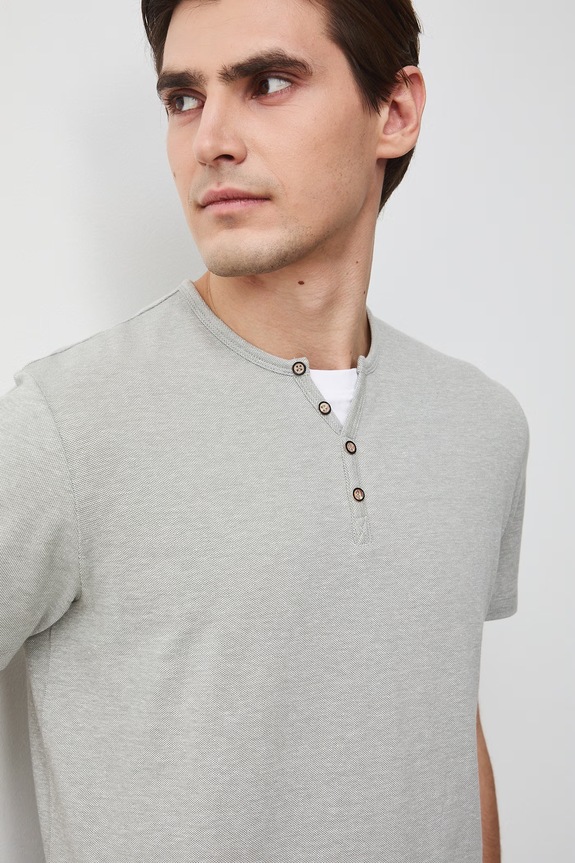 T-shirt basic męski bawełniany z elastanem zielony RW24-TSM040