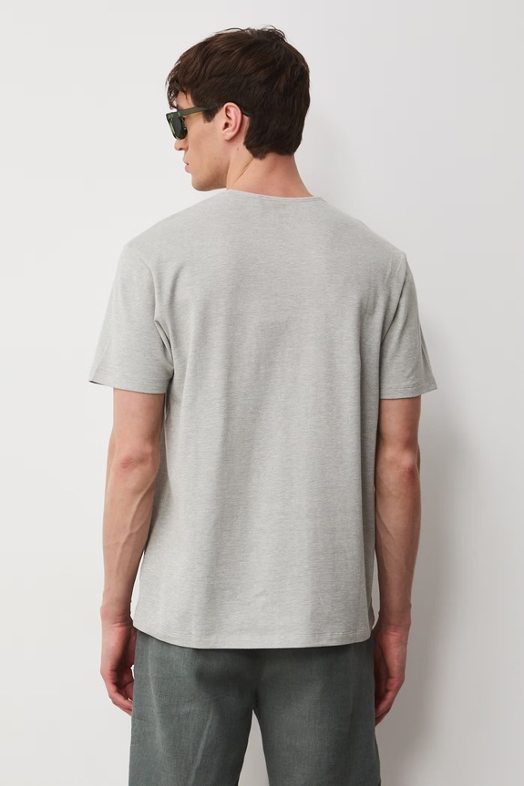 T-shirt basic męski bawełniany z elastanem zielony RW24-TSM040