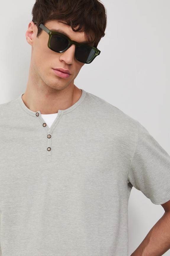 T-shirt basic męski bawełniany z elastanem RW24-TSM040 zielony