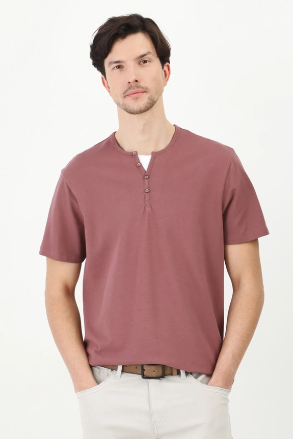 Medicine t-shirt basic męski bawełniany z elastanem z elastanem różowy RW24-TSM040