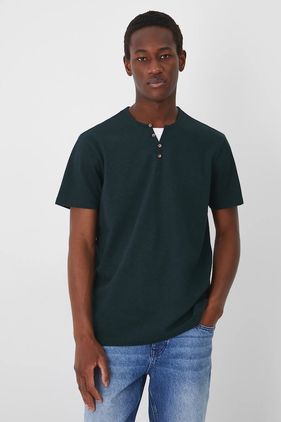 T-shirt basic męski bawełniany z elastanem z elastanem zielony RW24-TSM040