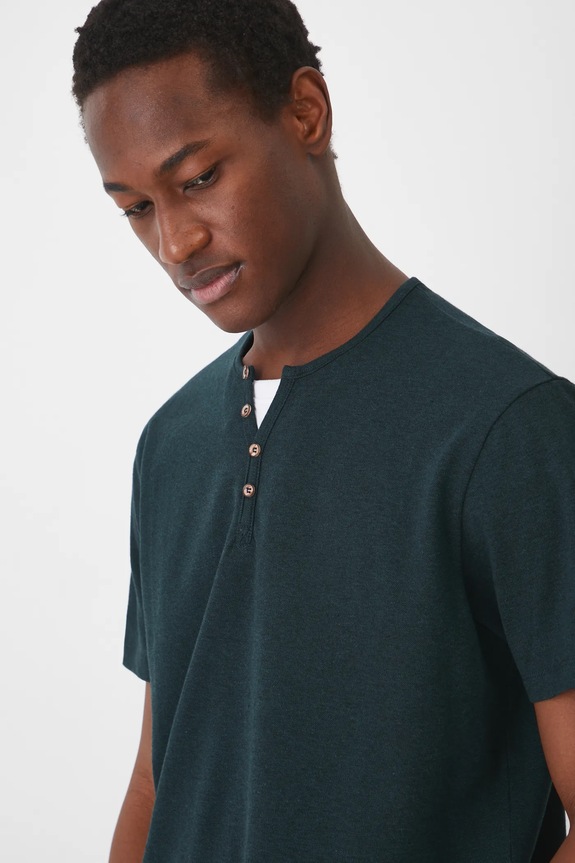T-shirt basic męski bawełniany z elastanem zielony RW24-TSM040