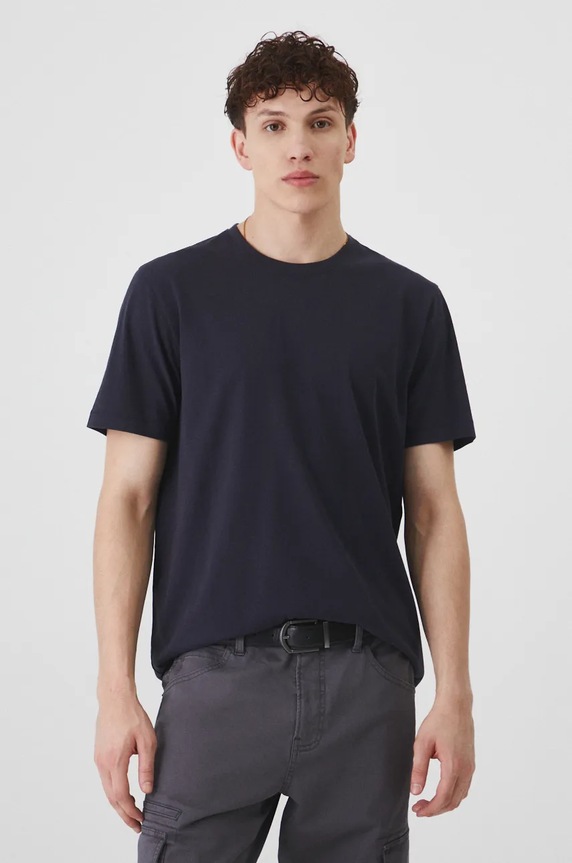 T-shirt bawełniany męski gładki kolor granatowy bawełna granatowy RW24-TSM071