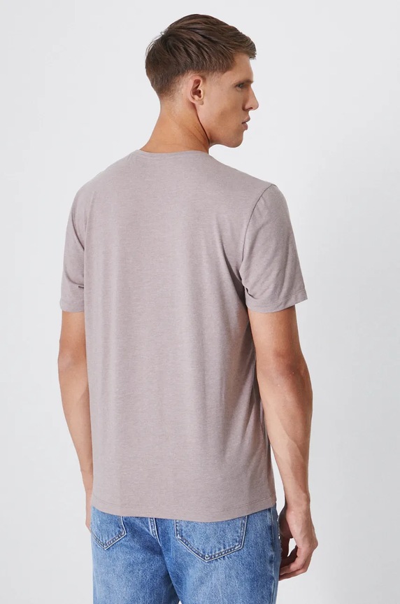 Odzież T-shirt męski melanżowy kolor beżowy RW24-TSM091 beżowy