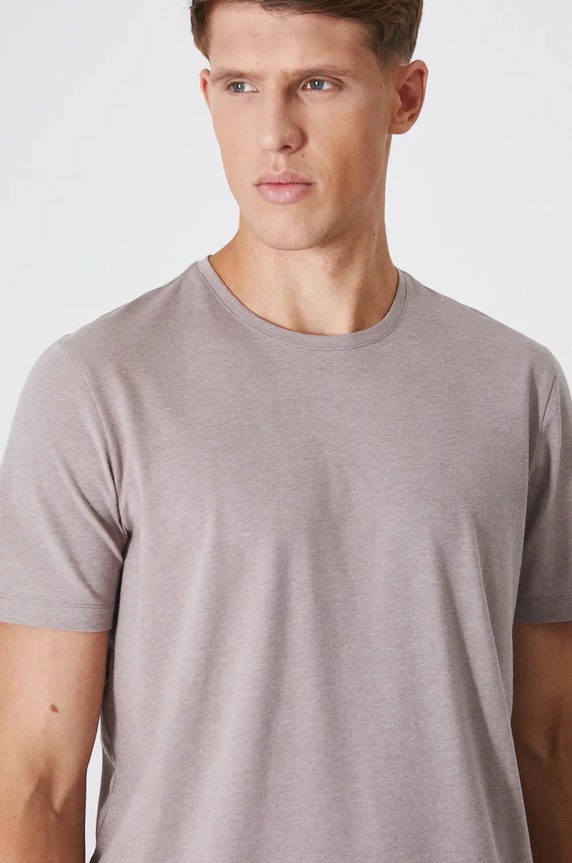 T-shirt męski melanżowy kolor beżowy beżowy RW24-TSM091