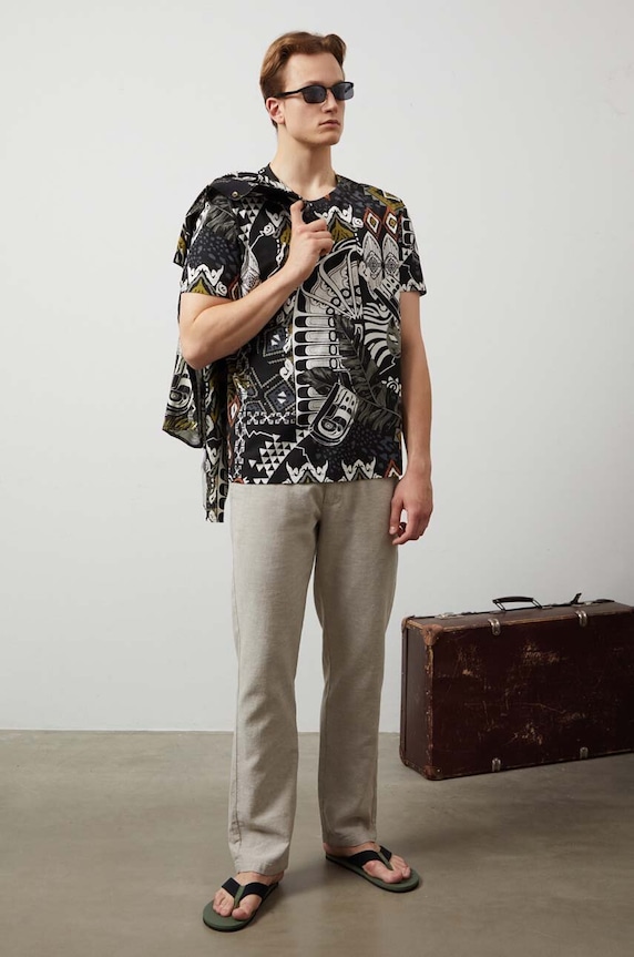 T-shirt bawełniany męski kolor multicolor bawełna multicolor RW24-TSM203