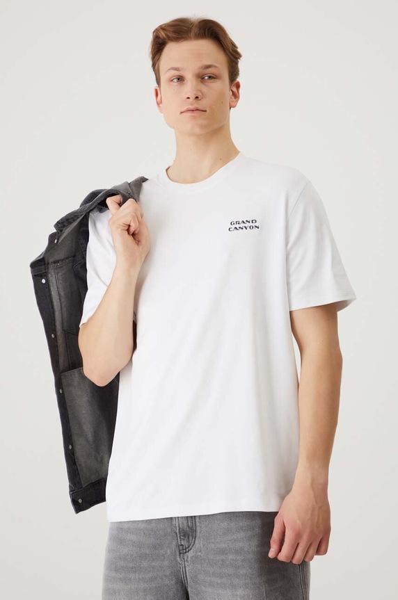 T-shirt bawełniany męski kolor biały RW24-TSM205 biały RW24
