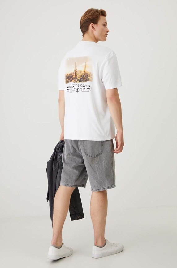 Odzież T-shirt bawełniany męski kolor biały RW24-TSM205 biały
