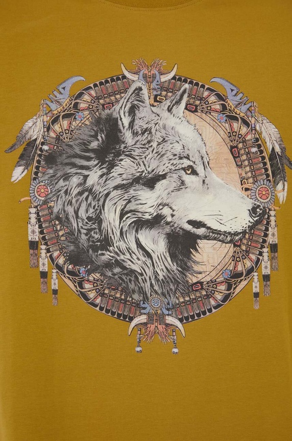 Bavlněné tričko pánské s příměsí elastanu s potiskem zelená barva RW24.TSM206 zelená