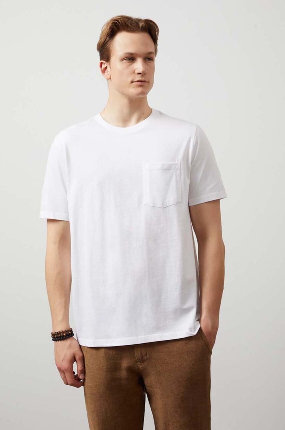 Odzież T-shirt bawełniany męski z nadrukiem kolor biały RW24-TSM207 biały