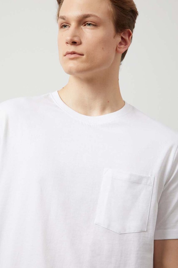 T-shirt bawełniany męski z nadrukiem kolor biały biały RW24-TSM207