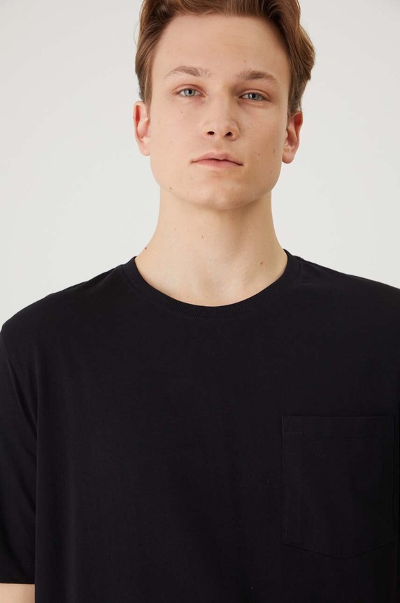 T-shirt bawełniany męski z nadrukiem kolor czarny czarny RW24-TSM207