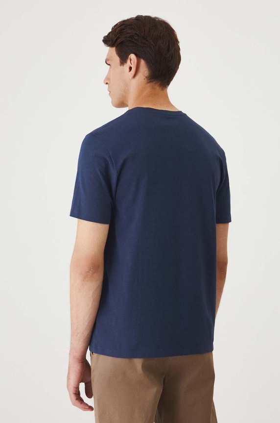 Oblečení Bavlněné tričko pánské s elastanem s potiskem tmavomodrá barva RW24-TSM321 námořnická modř