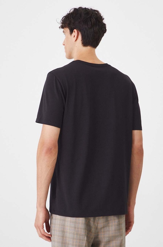 T-shirt bawełniany męski z kolekcji na Dzień Psa z domieszką elastanu z nadrukiem kolor czarny czarny RW24-TSM431