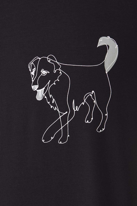 T-shirt bawełniany męski z kolekcji na Dzień Psa z domieszką elastanu z nadrukiem kolor czarny RW24-TSM431