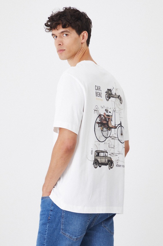 T-shirt bawełniany męski z nadrukiem z kolekcji Science kolor biały RW24.TSM450 biały RW24