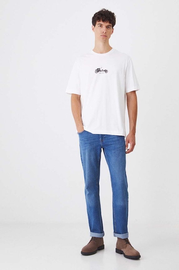 Odzież T-shirt bawełniany męski z nadrukiem z kolekcji Science kolor biały RW24.TSM450 biały