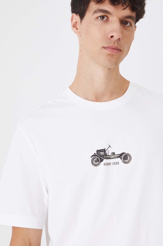 T-shirt bawełniany męski z nadrukiem z kolekcji Science kolor biały biały RW24.TSM450